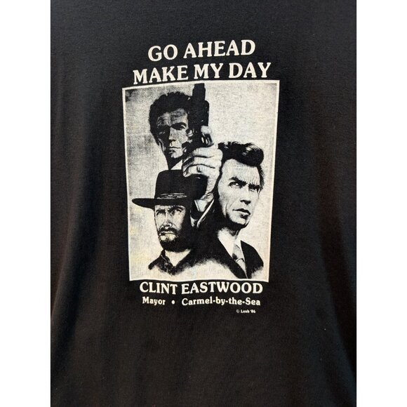 Rare 1986 Go Ahead Make My Day Clint Eastwood Mayor Carmel-by-the-Sea T-shirt - Picture 2 of 7